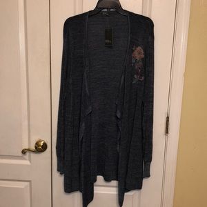 89th & Madison drape embroidered open front cardig